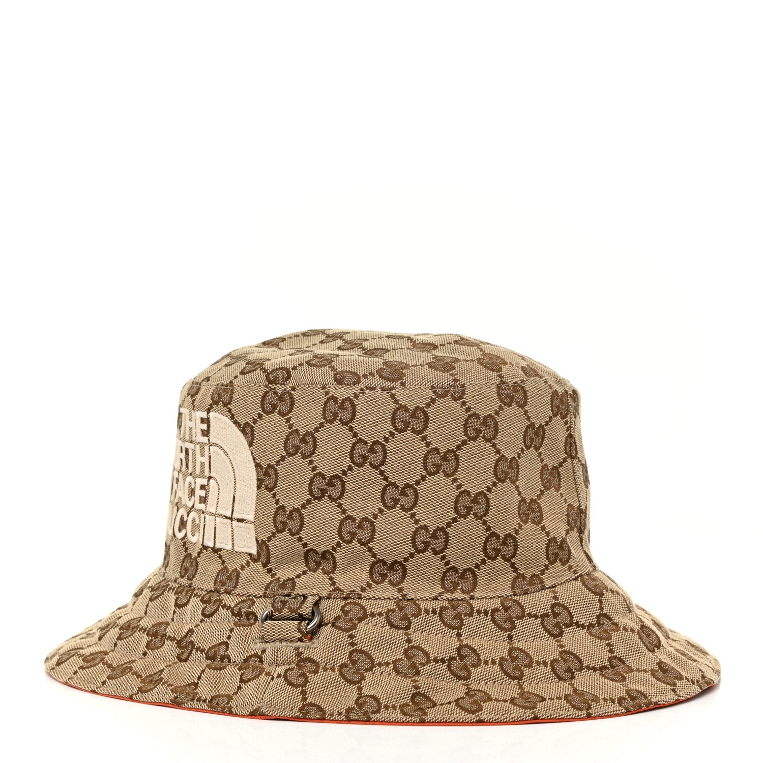 Gucci X NORTH FACE Canvas GG Monogram Reversible Hat S Beige Deep Orange 2 of 9