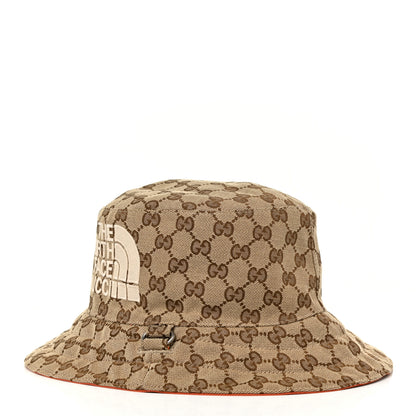 Gucci X NORTH FACE Canvas GG Monogram Reversible Hat S Beige Deep Orange 2 of 9