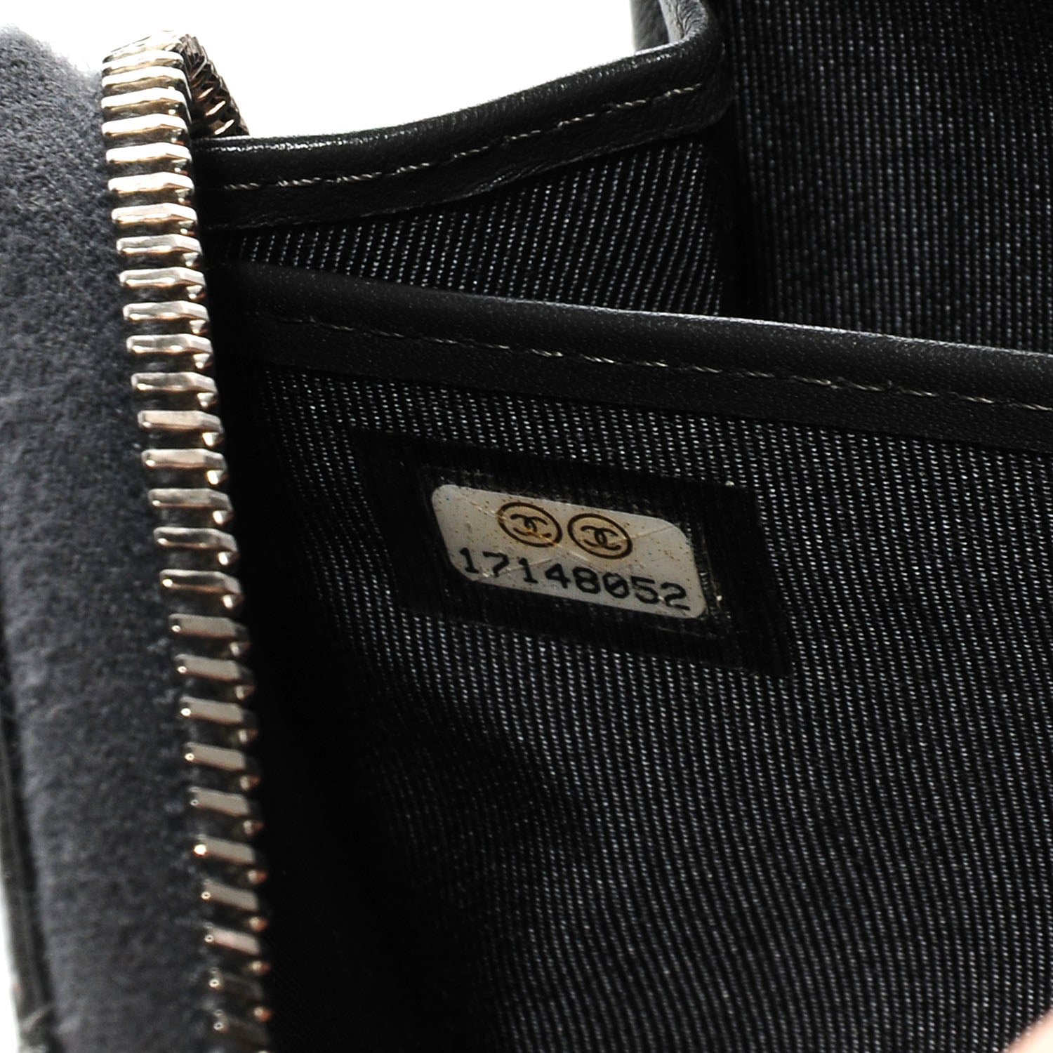 Chanel Striated Patent Zip Around Wallet Dark Grey 6 of 8