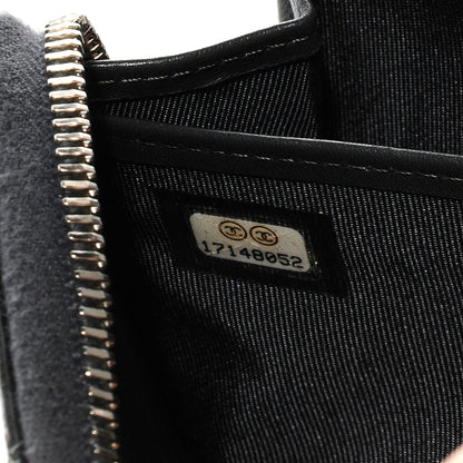 Chanel Striated Patent Zip Around Wallet Dark Grey 6 of 8