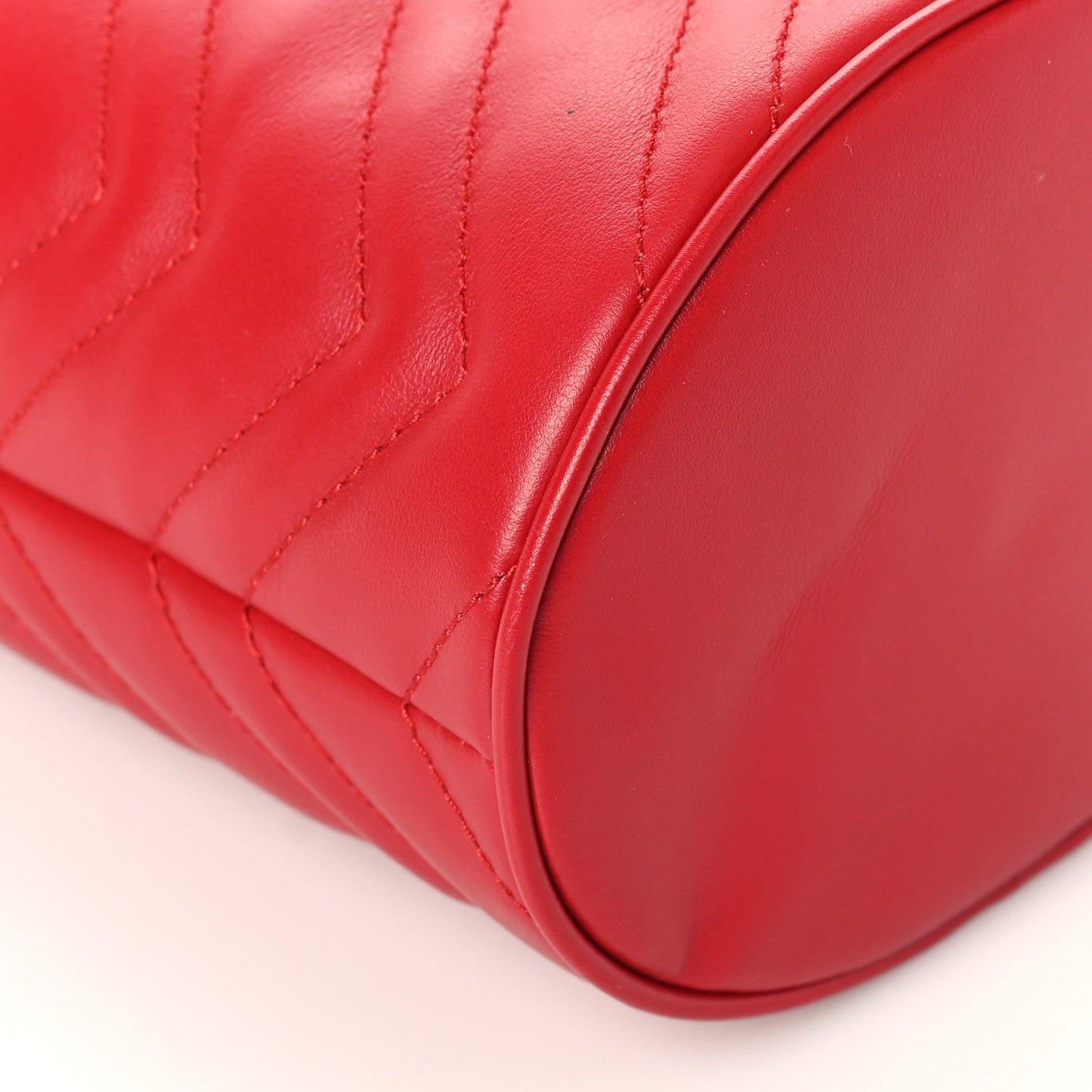 Gucci Calfskin Matelasse Mini GG Marmont 2.0 Bucket Bag Hibiscus Red 7 of 8