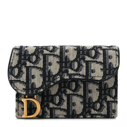 Christian Dior Oblique Saddle Card Holder Blue 1 of 11