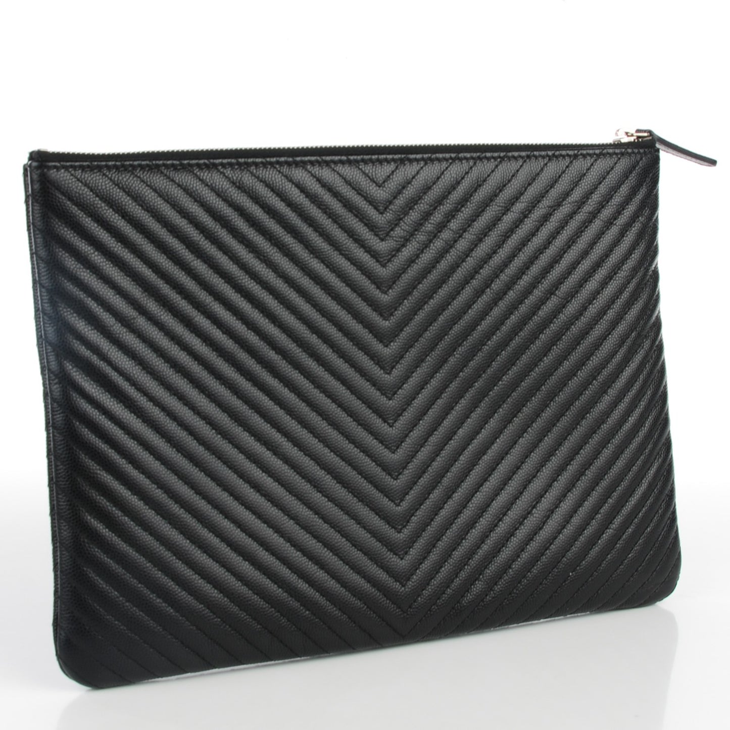 Caviar Chevron Medium Cosmetic Case Black