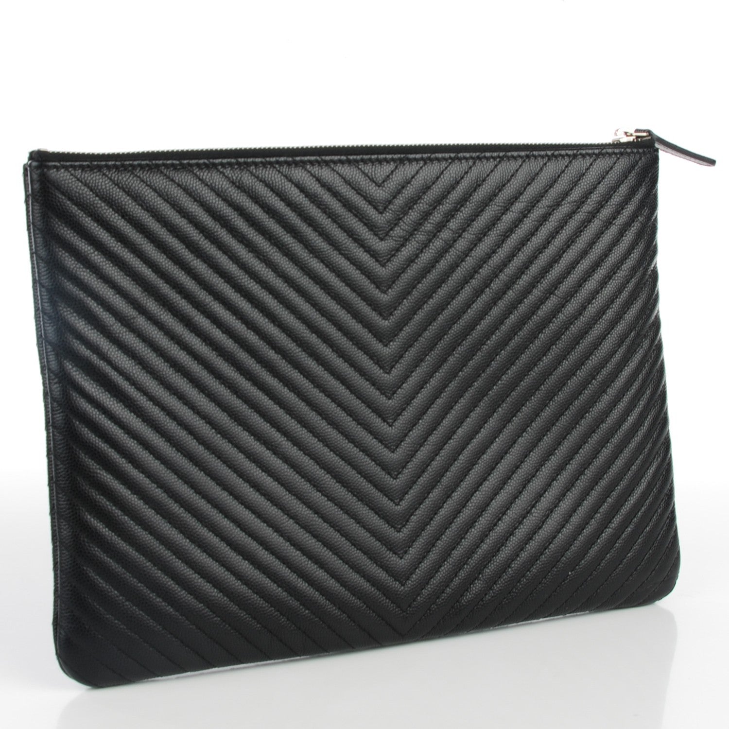 Chanel Caviar Chevron Medium Cosmetic Case Black 3 of 7