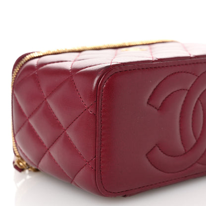 Chanel Lambskin Enamel Quilted Small Coco Hearts Vanity Case With Chain Burgundy 9 of 14