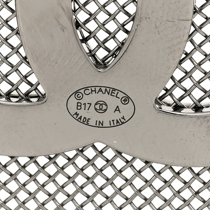 Chanel Mesh Circle CC Brooch Silver 3 of 4