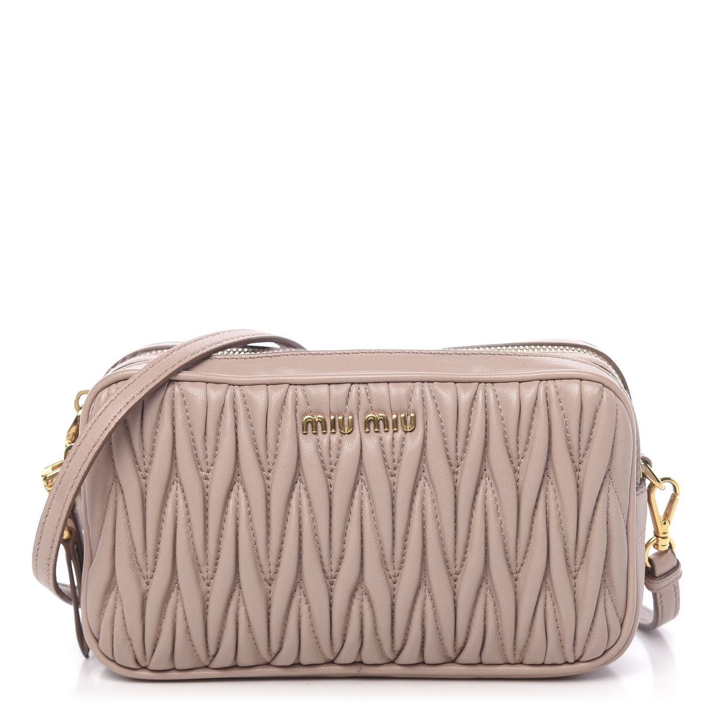 Nappa Matelasse Double Zip Chain Shoulder Bag Cammeo