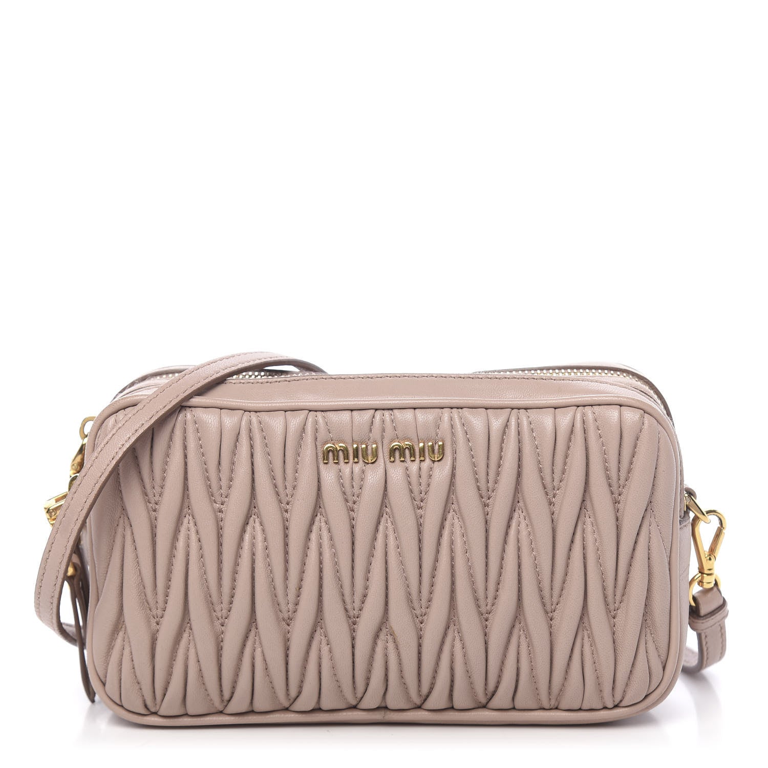 Miu Miu Nappa Matelasse Double Zip Chain Shoulder Bag Cammeo 1 of 14