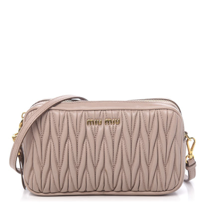 Miu Miu Nappa Matelasse Double Zip Chain Shoulder Bag Cammeo 1 of 14