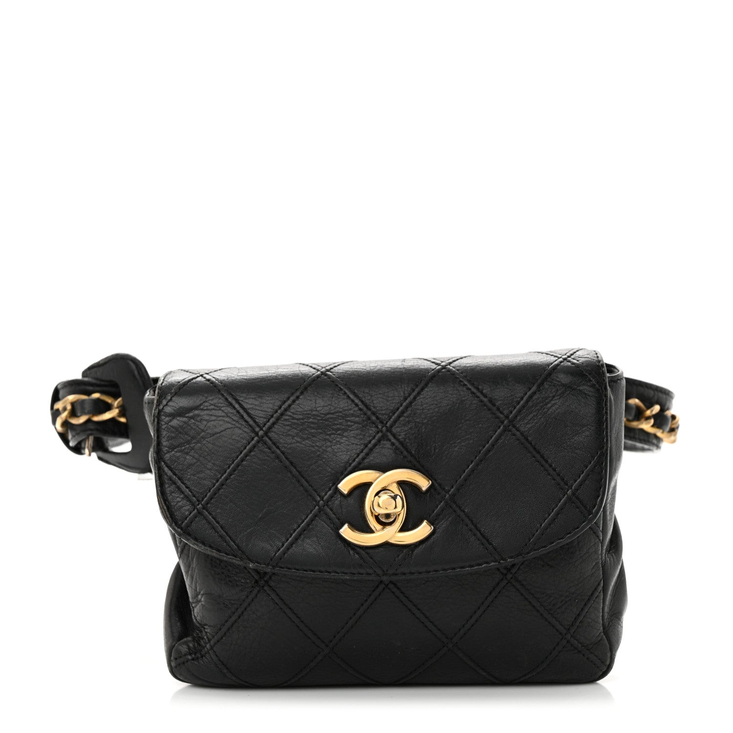 Chanel Calfskin Quilted Flap Waist Belt Bag Black 1 of 10