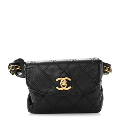 Chanel Calfskin Quilted Flap Waist Belt Bag Black 1 of 10