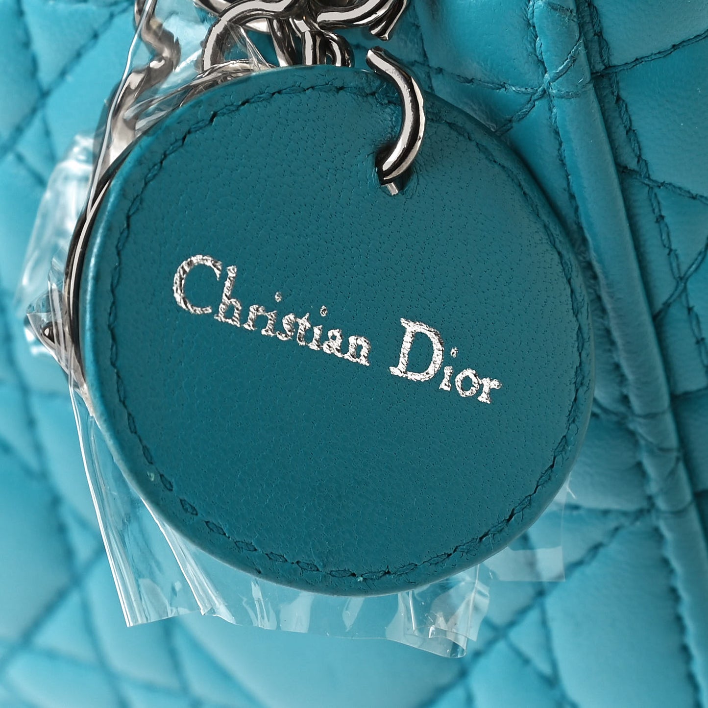 Lambskin Cannage Mini Lady Dior Turquoise