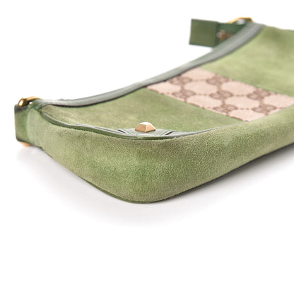 Gucci Suede Monogram Horsebit Nail Chain Pochette Green 8 of 9