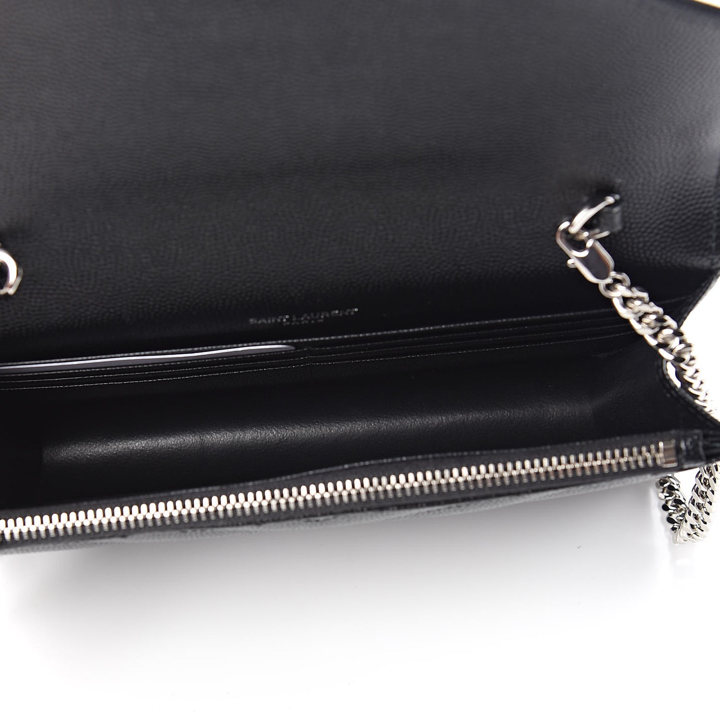 Grain De Poudre Matelasse Chevron Monogram Envelope Chain Wallet Black