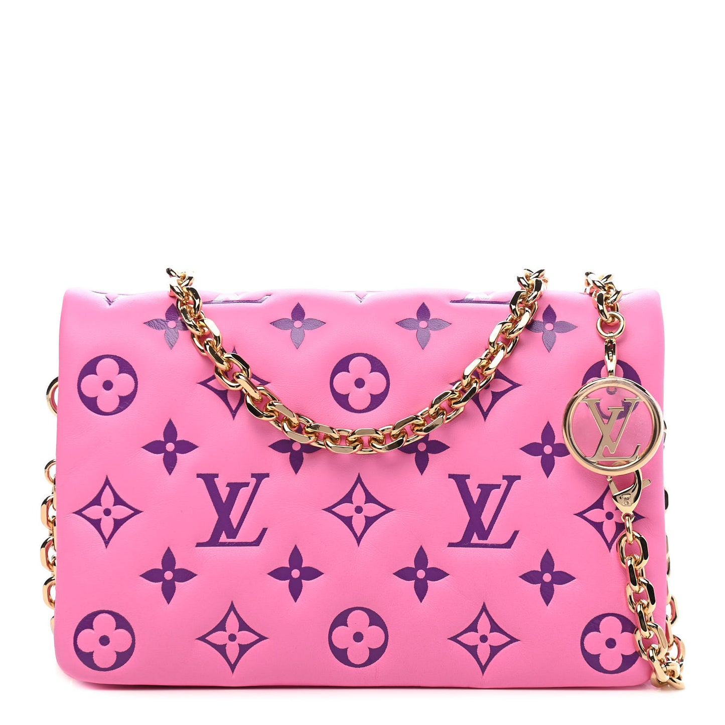Lambskin Embossed Monogram Vuittamins Pochette Coussin Rose Violet