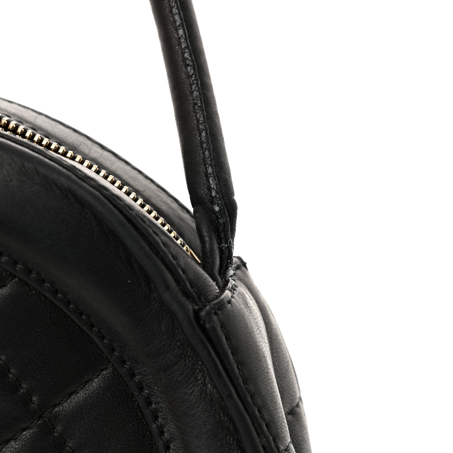 Lambskin Square Quilted Round Shoulder Bag Black