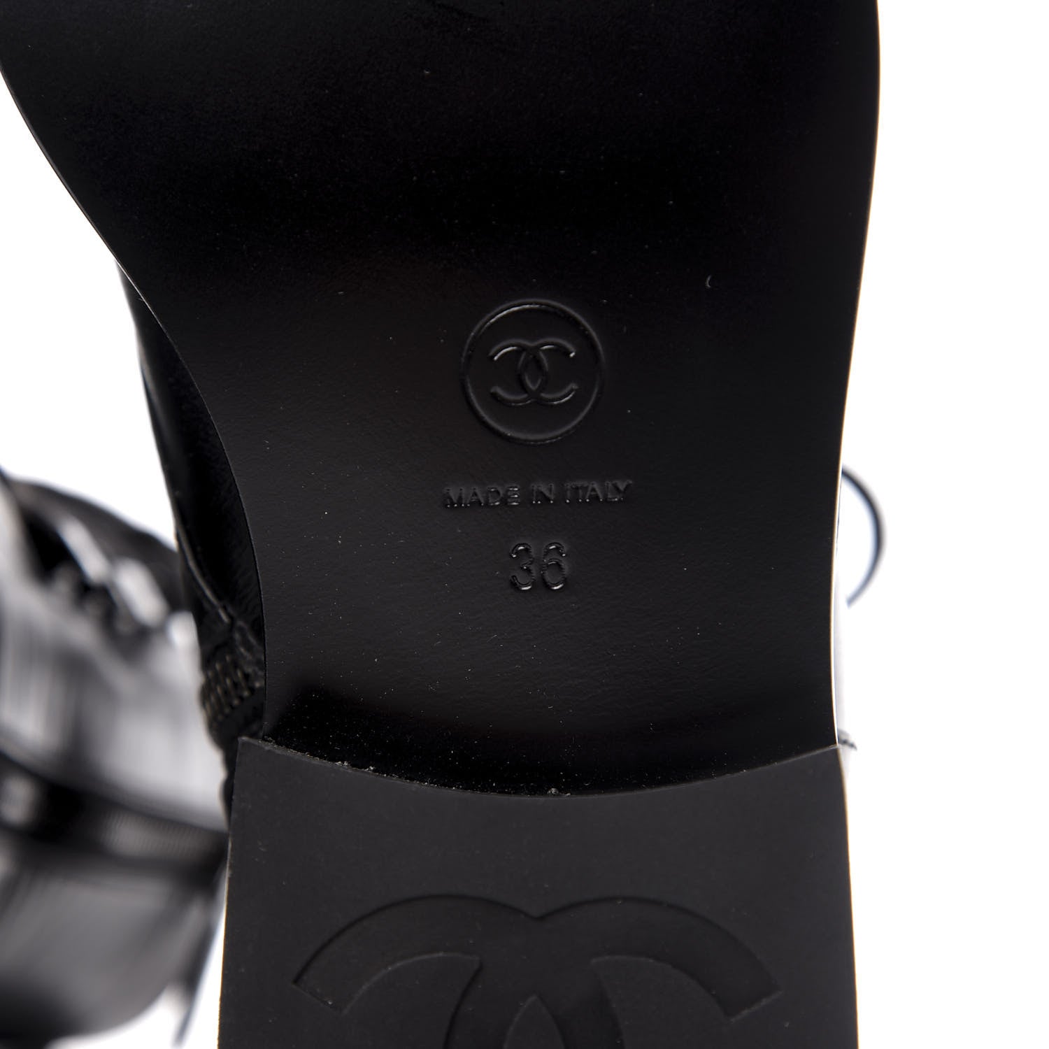 Chanel Lambskin Lace Up Combat Boots 36 Black 7 of 9