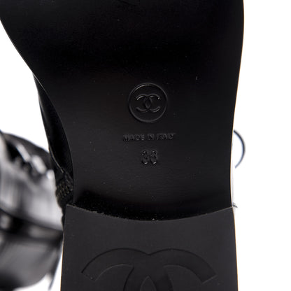 Chanel Lambskin Lace Up Combat Boots 36 Black 7 of 9