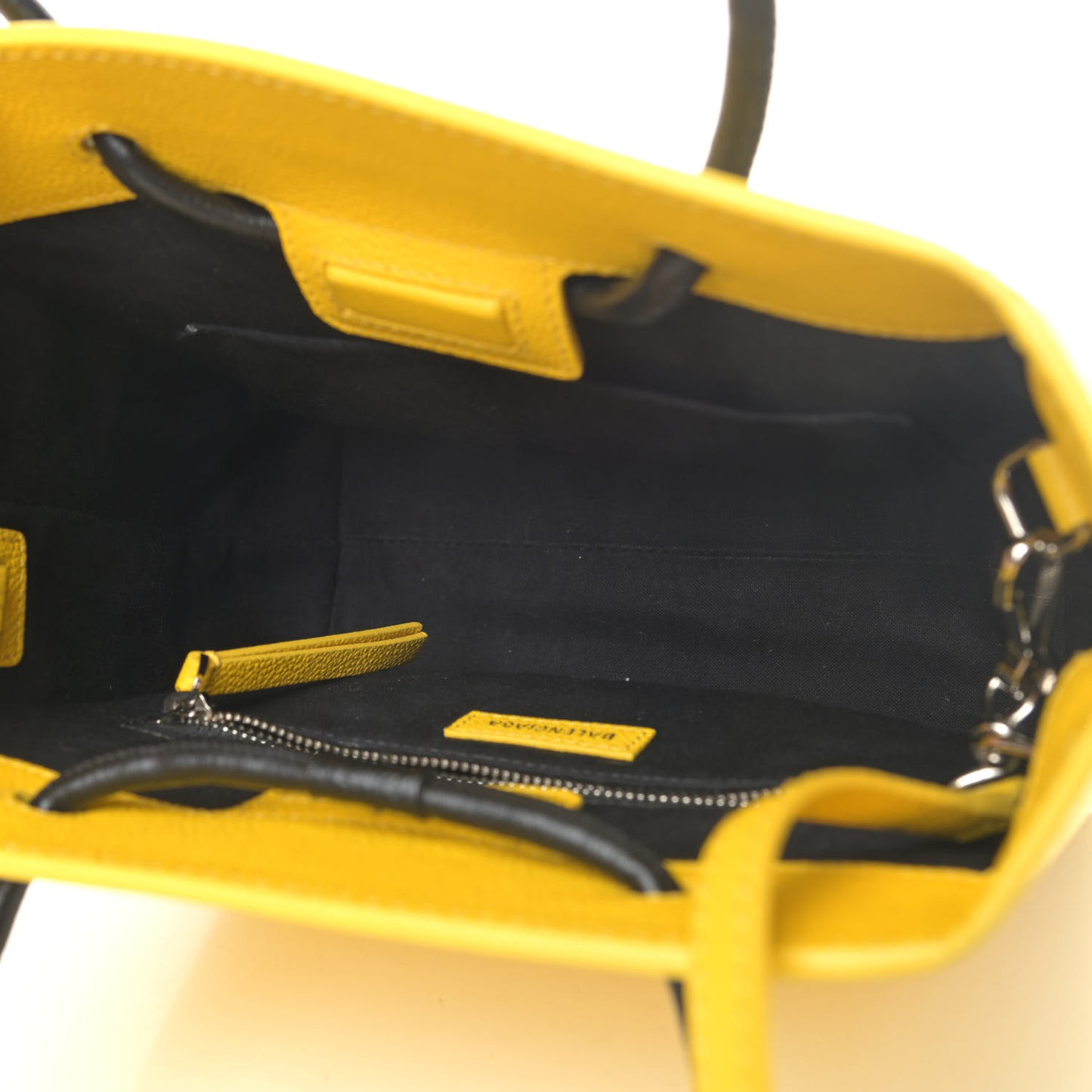 Heritage Calfskin Logo XXS Shopping Tote Jaune Primaire Black