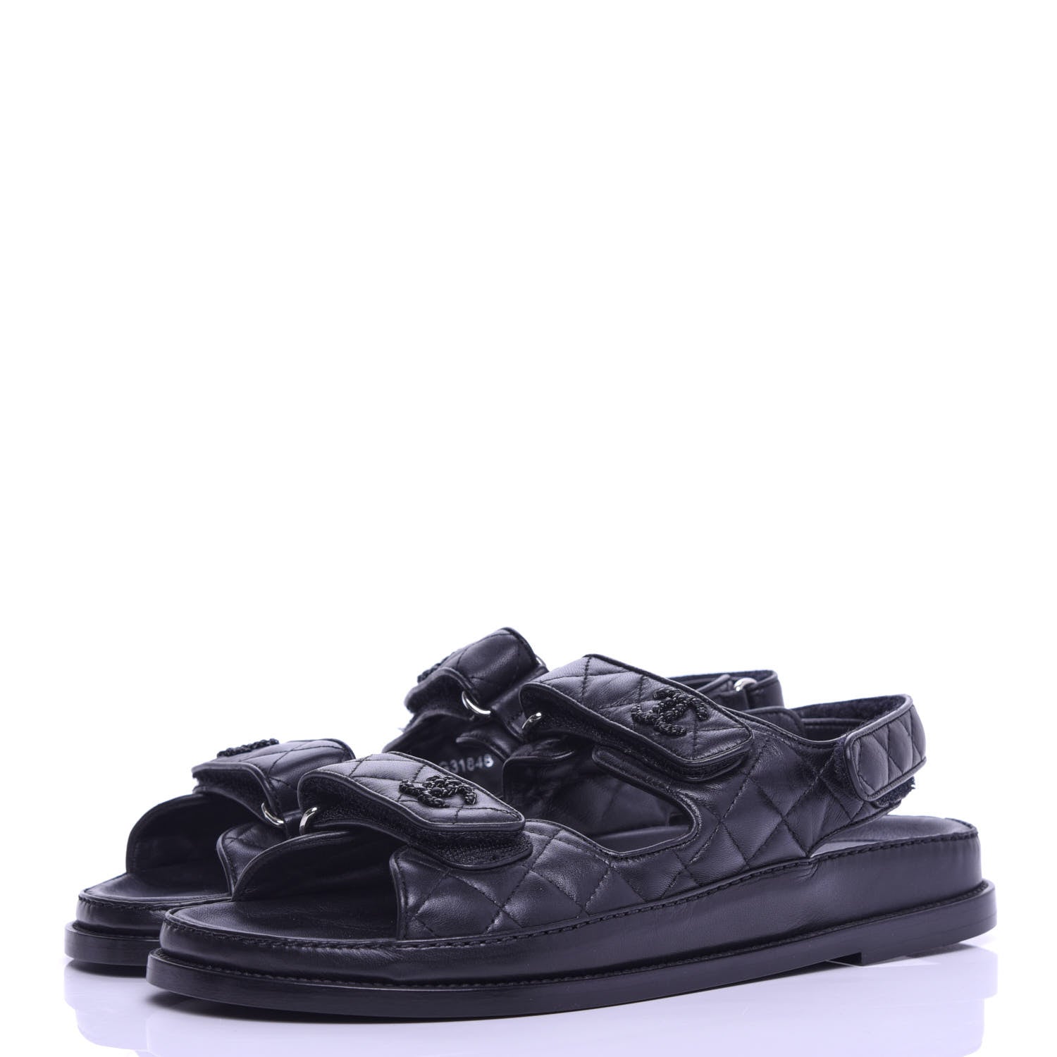 Chanel Lambskin Velcro Dad Sandals 40.5 Black 2 of 10