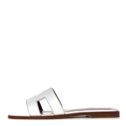 Hermes Box Calfskin Oran Sandals 36.5 White 1 of 6