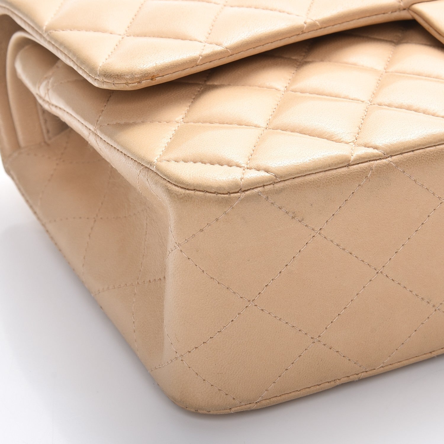 Chanel Lambskin Quilted Medium Double Flap Beige Black 10 of 12