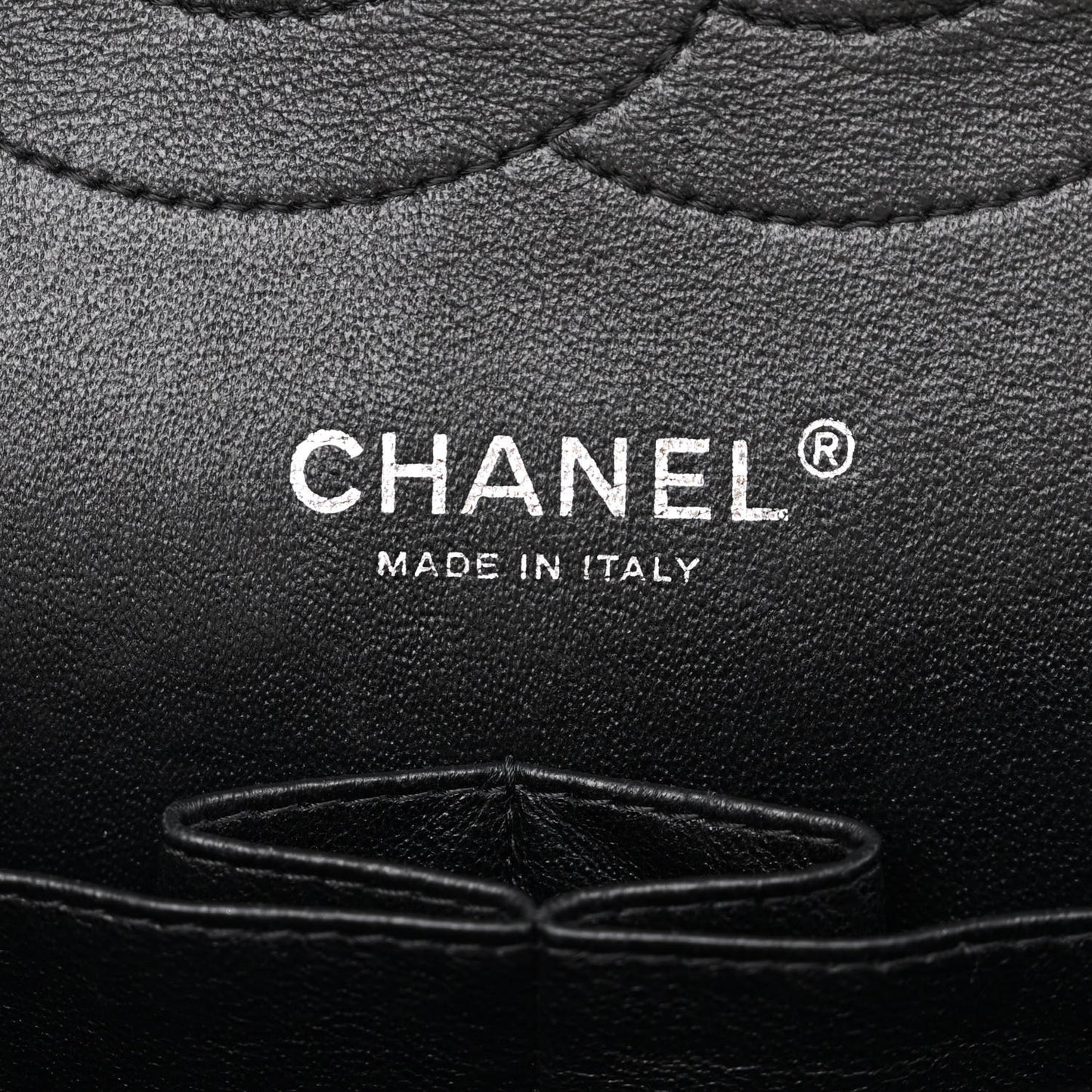 Striated Patent Quilted Jumbo Double Flap Black