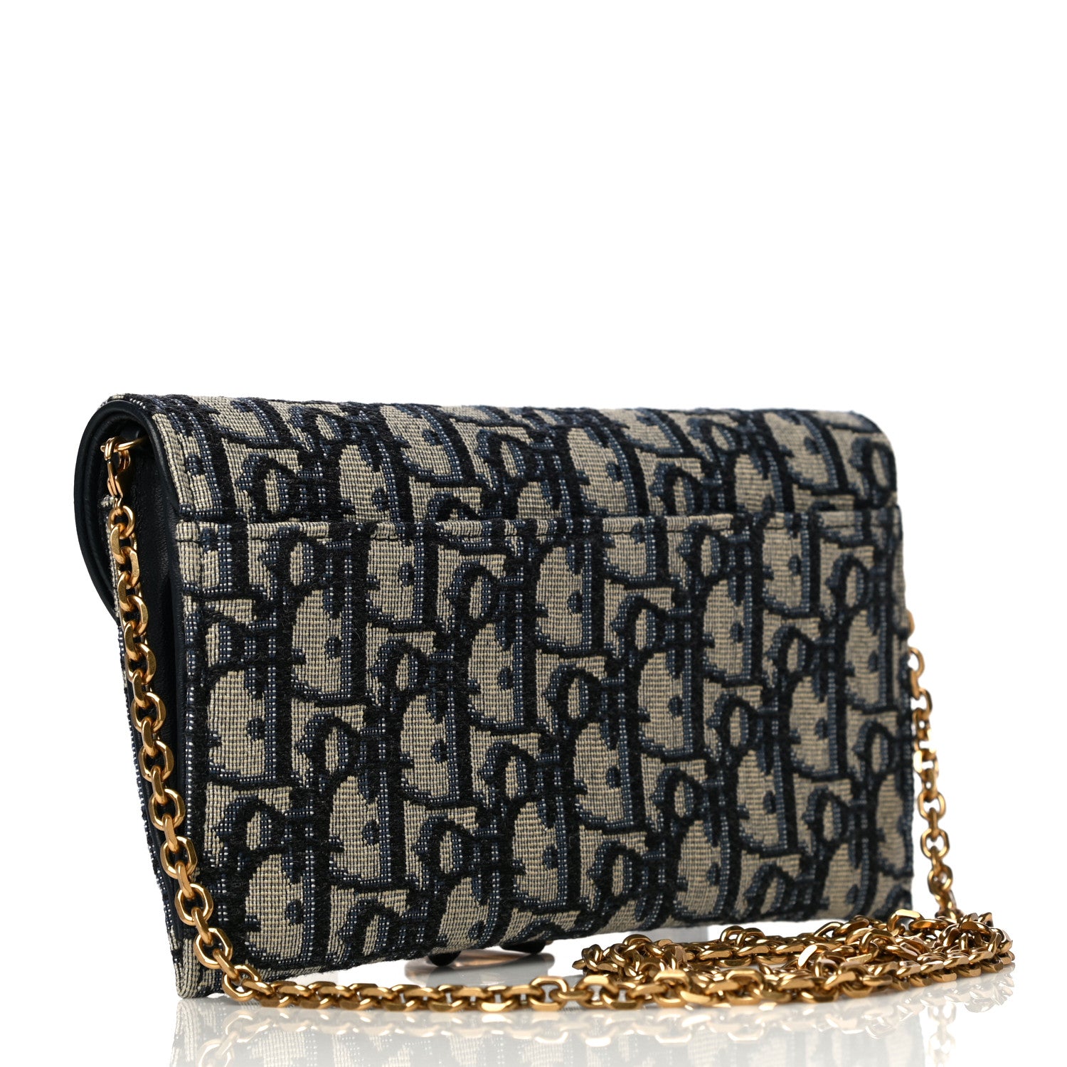 Christian Dior Oblique Saddle Chain Long Wallet Blue 5 of 18