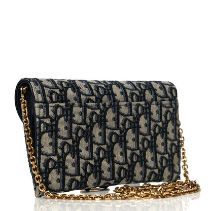 Christian Dior Oblique Saddle Chain Long Wallet Blue 5 of 18