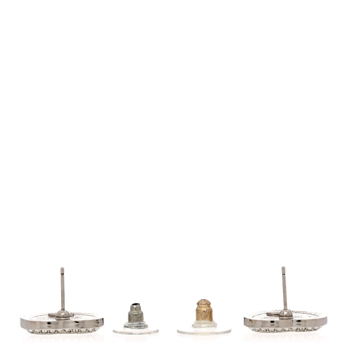 Resin Crystal Glitter CC Heart Stud Earrings Silver Black Pink