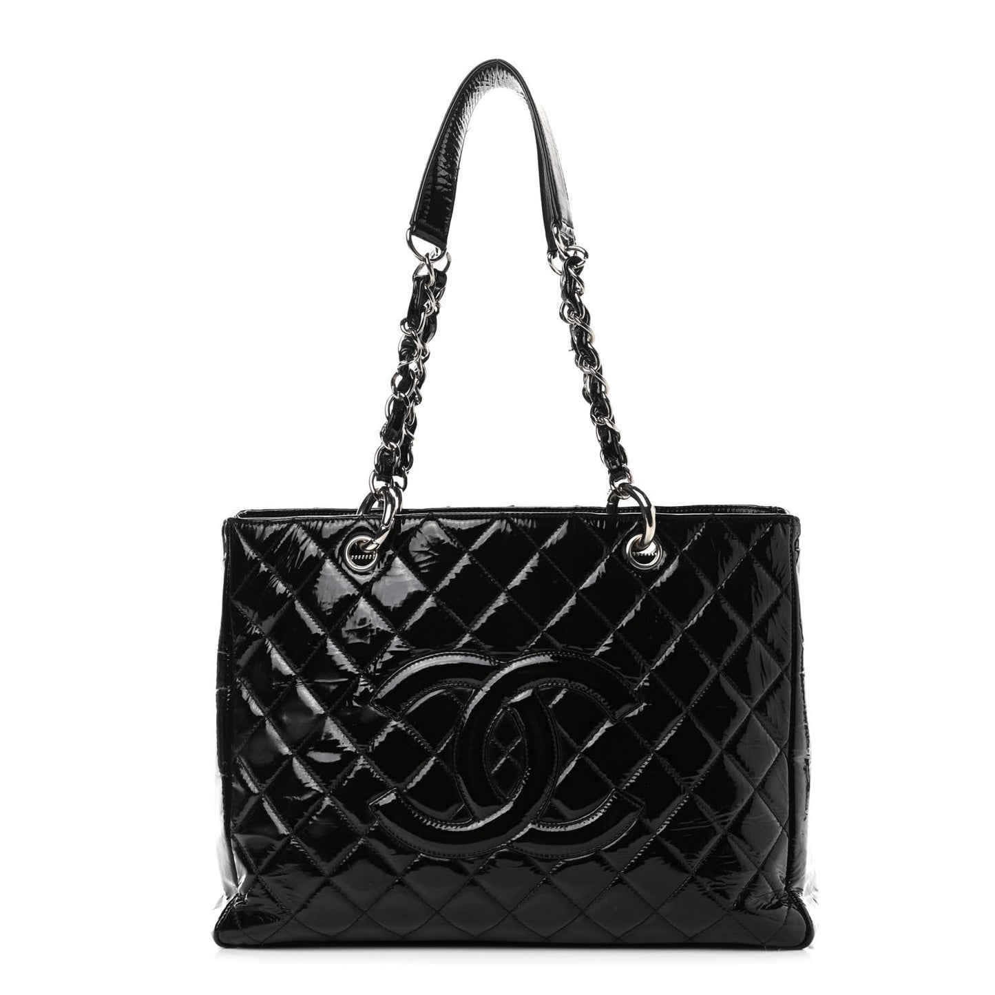 Patent Quilted Grand Shopping Tote GST Black