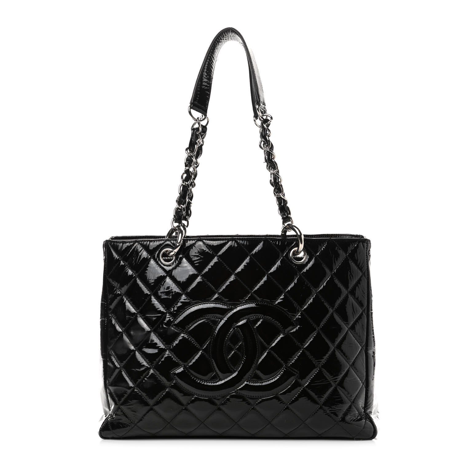 Chanel Patent Quilted Grand Shopping Tote GST Black 1 of 5