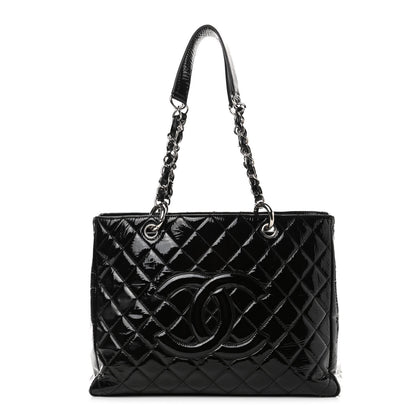 Chanel Patent Quilted Grand Shopping Tote GST Black 1 of 5