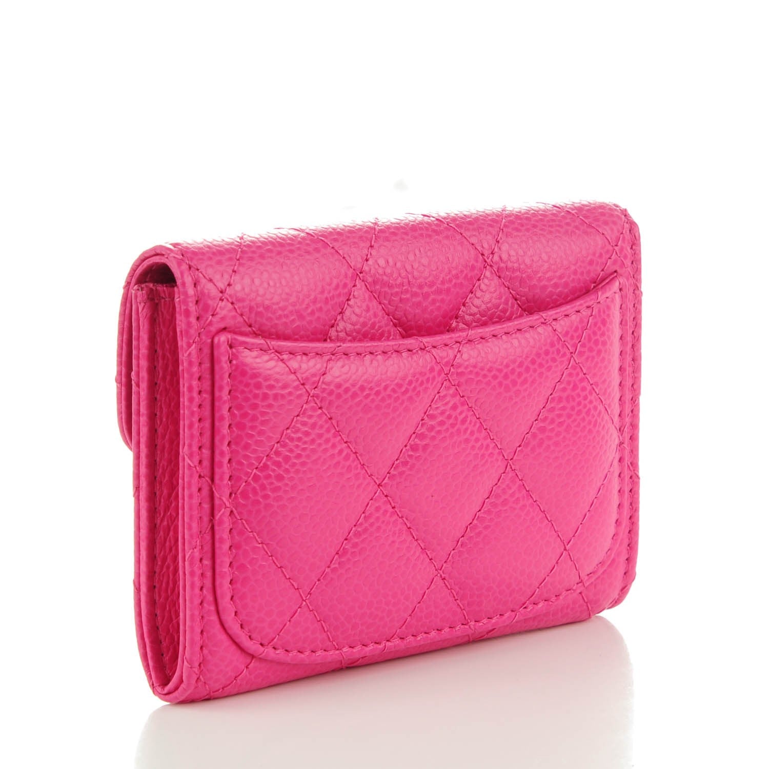 Chanel Caviar Quilted Flap Card Holder Wallet Fuchsia 3 of 7