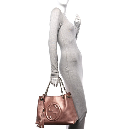Gucci Metallic Pebbled Calfskin Medium Soho Chain Shoulder Bag Pink 2 of 11