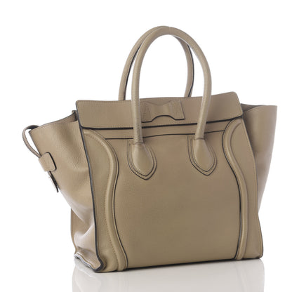 Celine Drummed Calfskin Mini Luggage Taupe 2 of 11