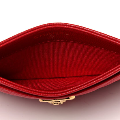 Chanel Caviar Camellia Embossed Card Holder Red 4 of 4