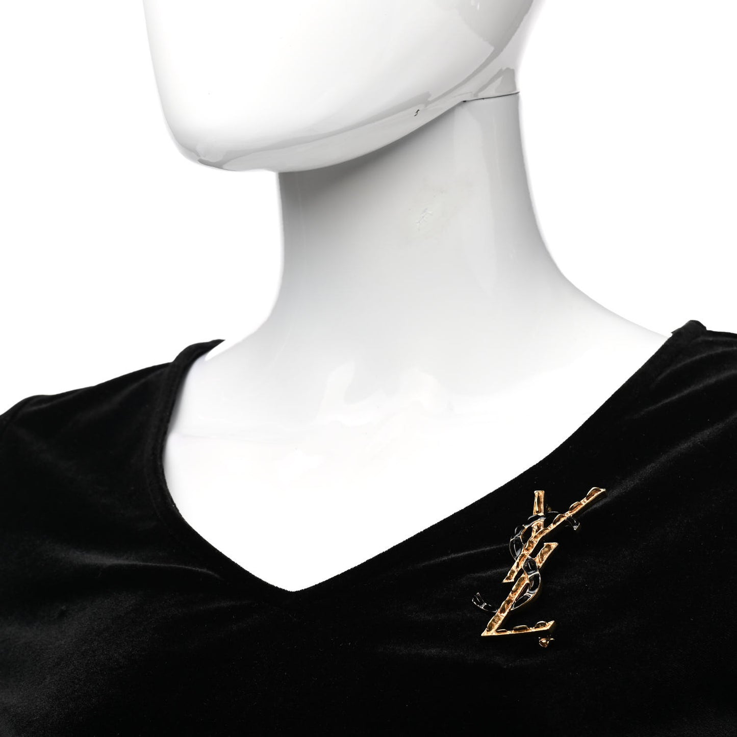 Monogram Crocodile Opyum Brooch Gold Black