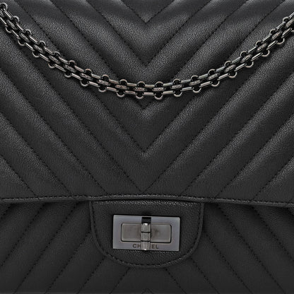Chanel Sheepskin Chevron Quilted 2.55 Reissue 227 Flap So Black 8 of 13