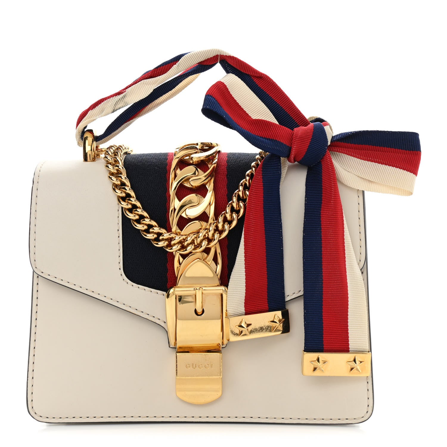 Gucci Calfskin Mini Sylvie Chain Shoulder Bag White 1 of 14