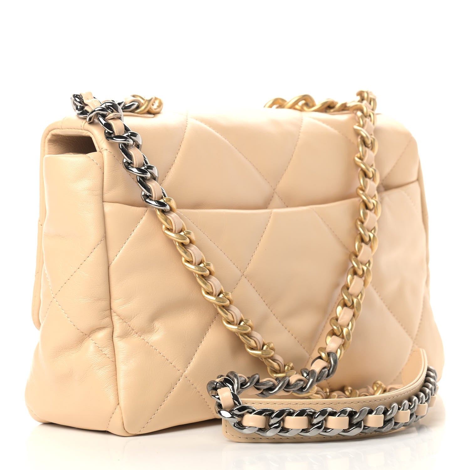Chanel Lambskin Quilted Large Chanel 19 Flap Beige 3 of 9