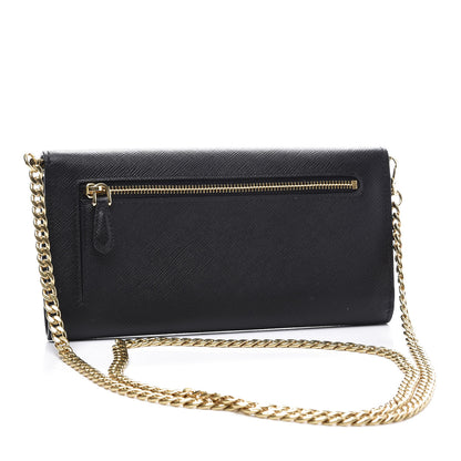 Prada Saffiano Envelope Wristlet Crossbody Wallet Black 2 of 8
