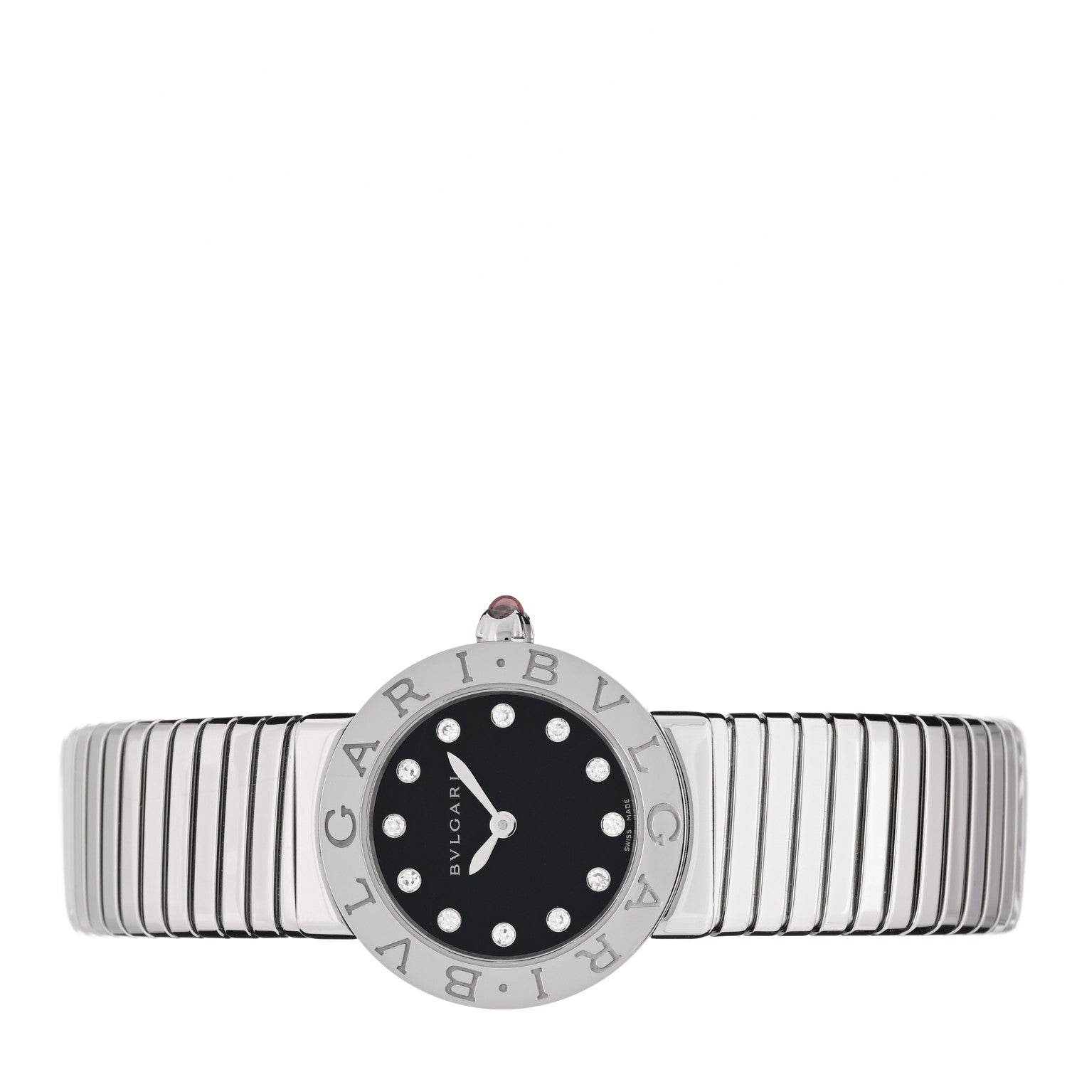Bulgari Stainless Steel Diamond 26mm Tubogas Quartz Watch Black 2 of 5