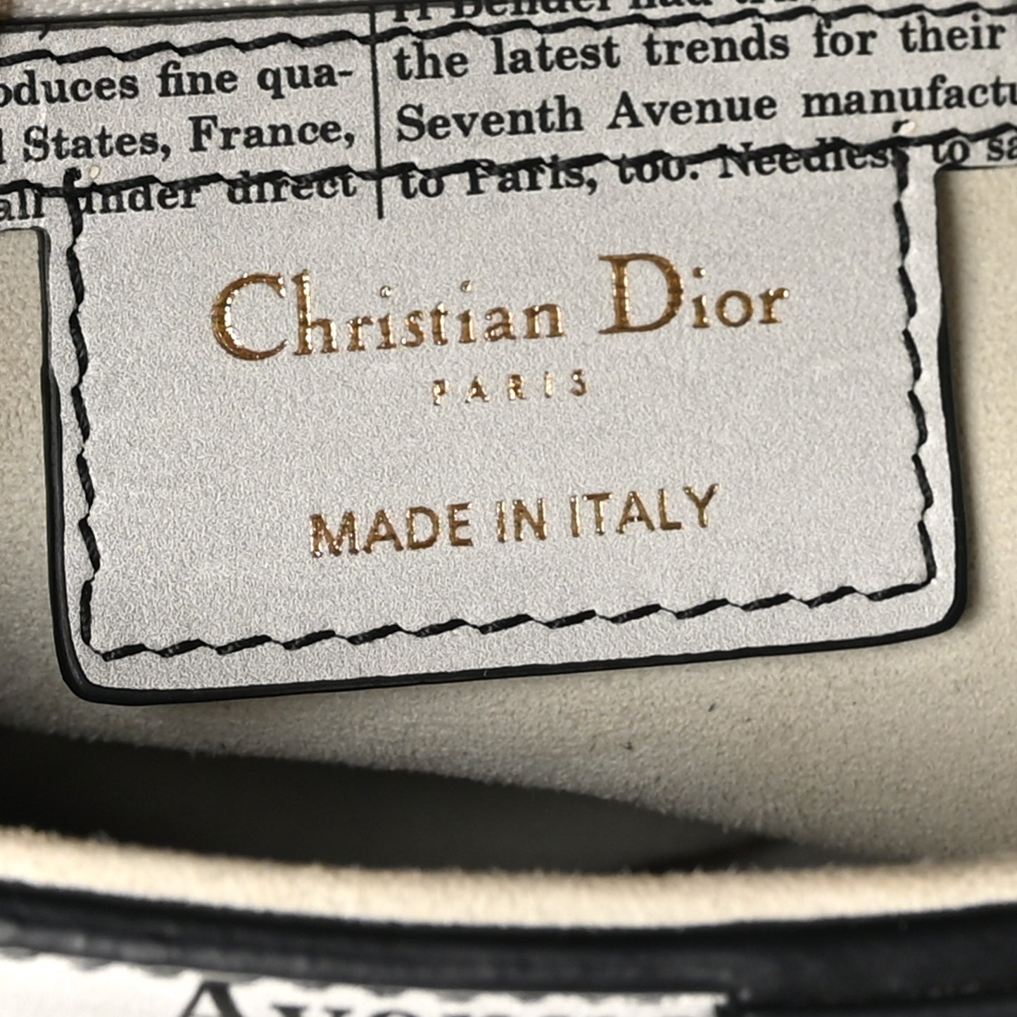 Calfskin Newspaper Printed Saddle Bag With Strap Black White