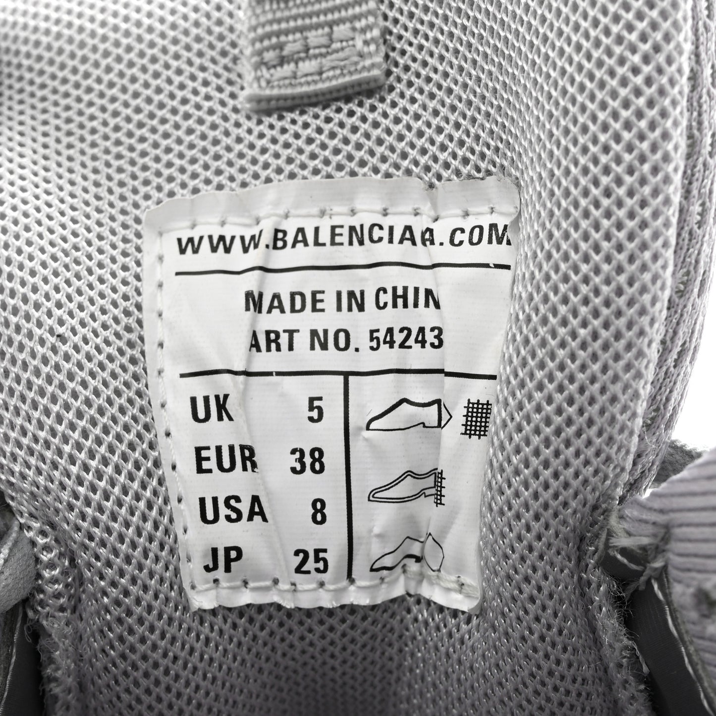 Mesh Rubber Womens Track Sneakers 38 Balenciaga Grey