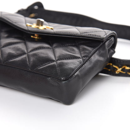 Chanel Lambskin Quilted Flap Waist Belt Bag Black 9 of 15