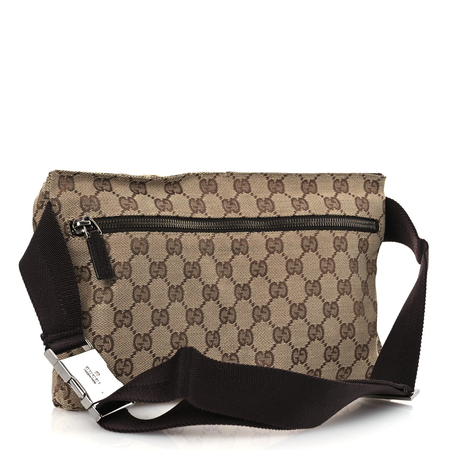 Gucci GG Monogram Double Pocket Belt Bag Dark Brown 3 of 13