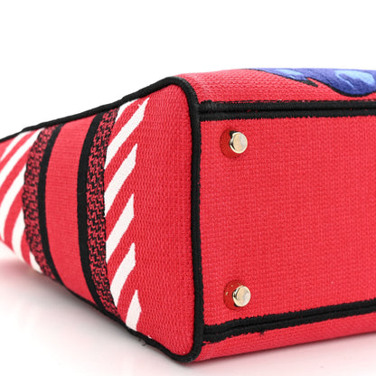 Christian Dior Canvas Embroidered Flower Pop Medium Lady D-Lite Red Pink 8 of 10