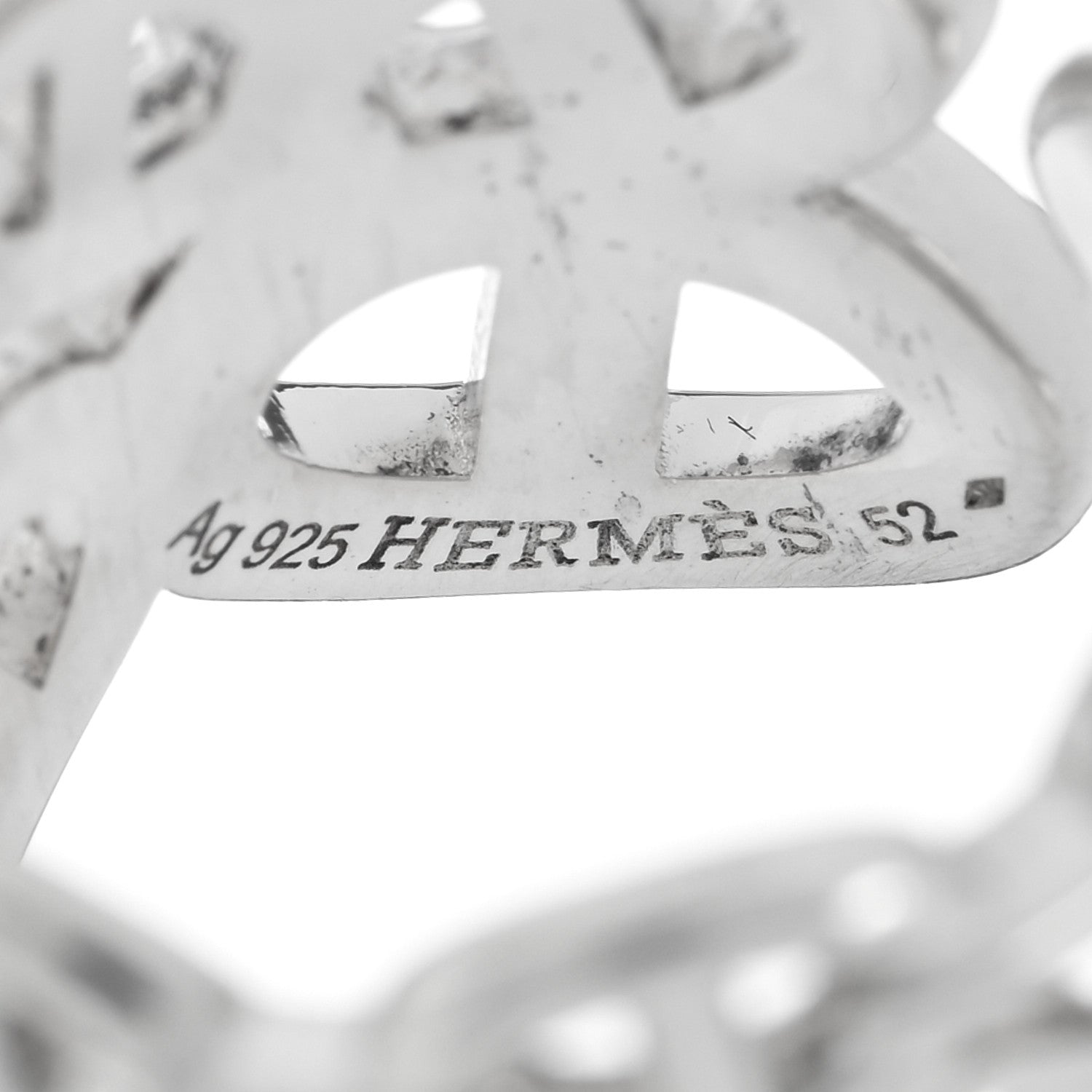 Hermes Sterling Silver GM Chaine d'Ancre Enchainee Band Ring 52 6 4 of 5