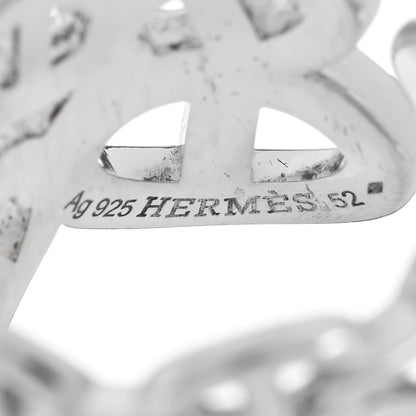 Hermes Sterling Silver GM Chaine d'Ancre Enchainee Band Ring 52 6 4 of 5